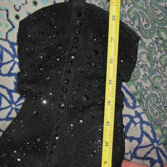 Jessica Simpson "Zellya" Short Black Rhinestone Slouch Western Boots - Picture 15 of 15